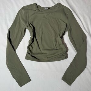 Lululemon All It Takes Long Sleeve Nulu Ruched Top in Rosemary Green Sz 2